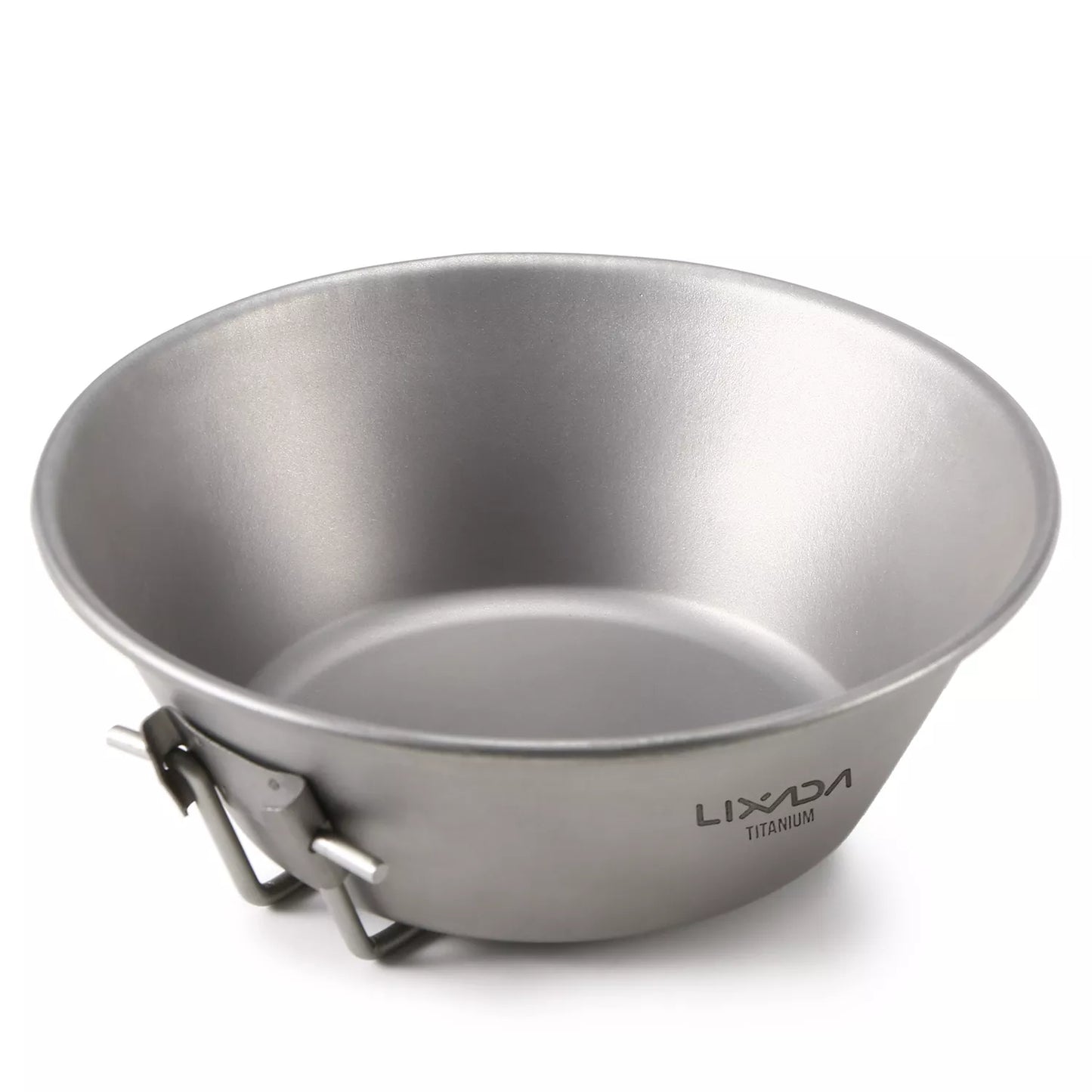 Ultralight Titanium Bowl Stainless Steel Bowl with Folding Handle for Outdoor Camping Hiking Backpacking Picnic BBQ Cooking