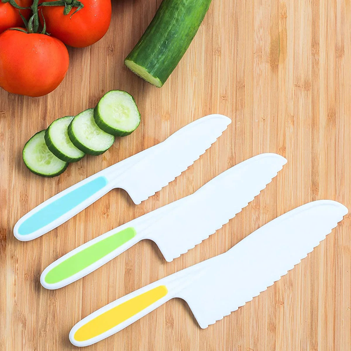 3Pcs Kids Safety Sawtooth Cutter Plastic Fruit Knife Childrens Chef for Bread Lettuce Toddler Cooking Knives Children DIY Tools
