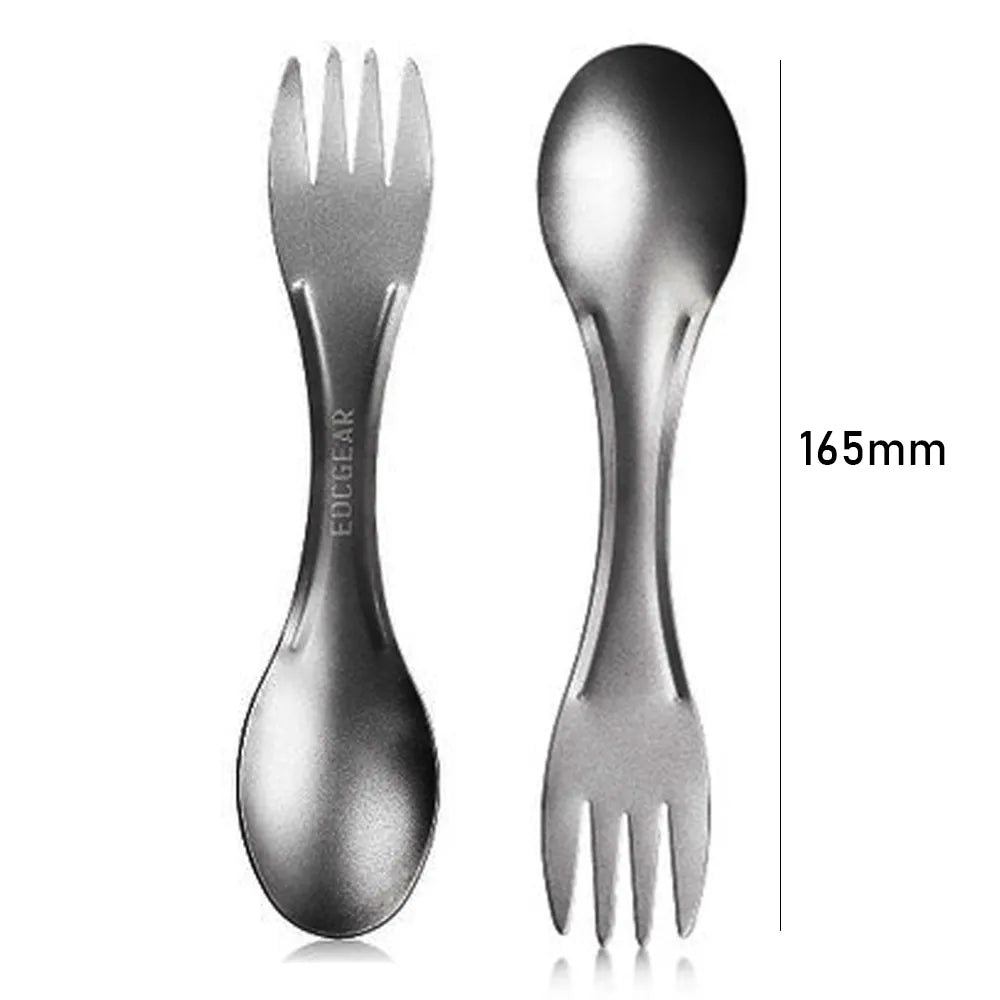 1PC Ultralight Titanium Metal Silver Tableware Long Handle Spoon Cutlery Fork EDC Camping Tool Outdoor Picnic Accessories