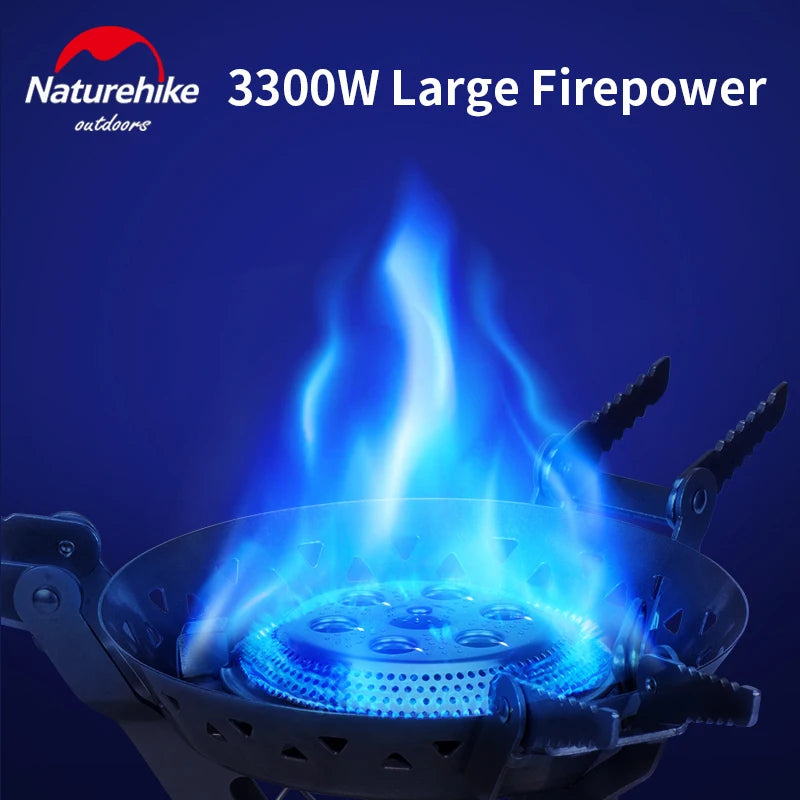 Naturehike Gas Stove Strong Fire Burner Outdoor Camping Cooker Electric-ignite High Thermal Power Height Adjustable Magnetic Fix