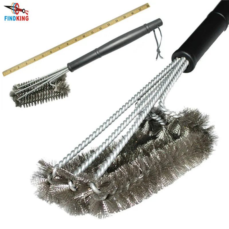 18 inch Grill Cleaning Brush BBQ Tool Grill Brush 3 Stainless Steel Brushes In 1 Cleanin Bbq Accessories Best Cleaner Barbecue