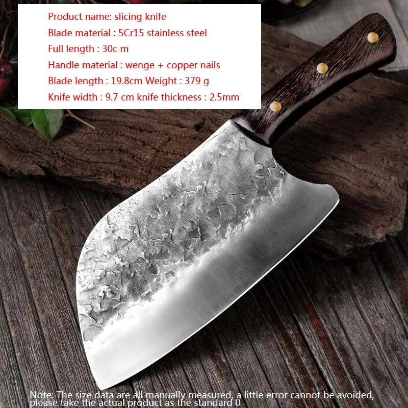 Traditional Forged Kitchen Knife Set Handmade Hammer Stainless Steel Chef's Chopper Cooking Knives Meat Slicer Butcher Knife