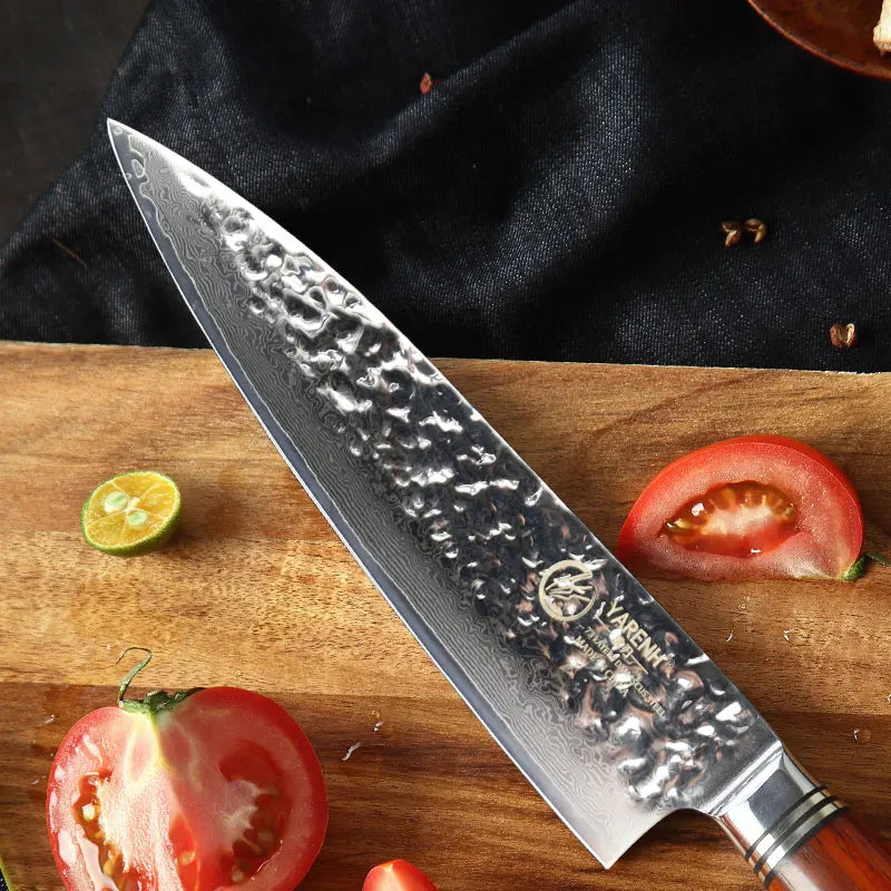 YARENH Chef Knife Set 3 Pcs Professional Kitchen Knife Set Sharp 73 Layers Damascus Best Cooking Knives Dalbergia Wooden Handle