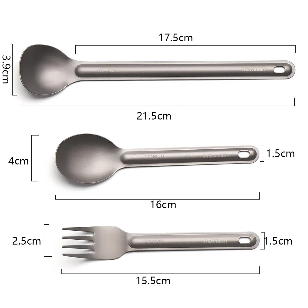 1PC Ultralight Titanium Metal Silver Tableware Long Handle Spoon Cutlery Fork EDC Camping Tool Outdoor Picnic Accessories