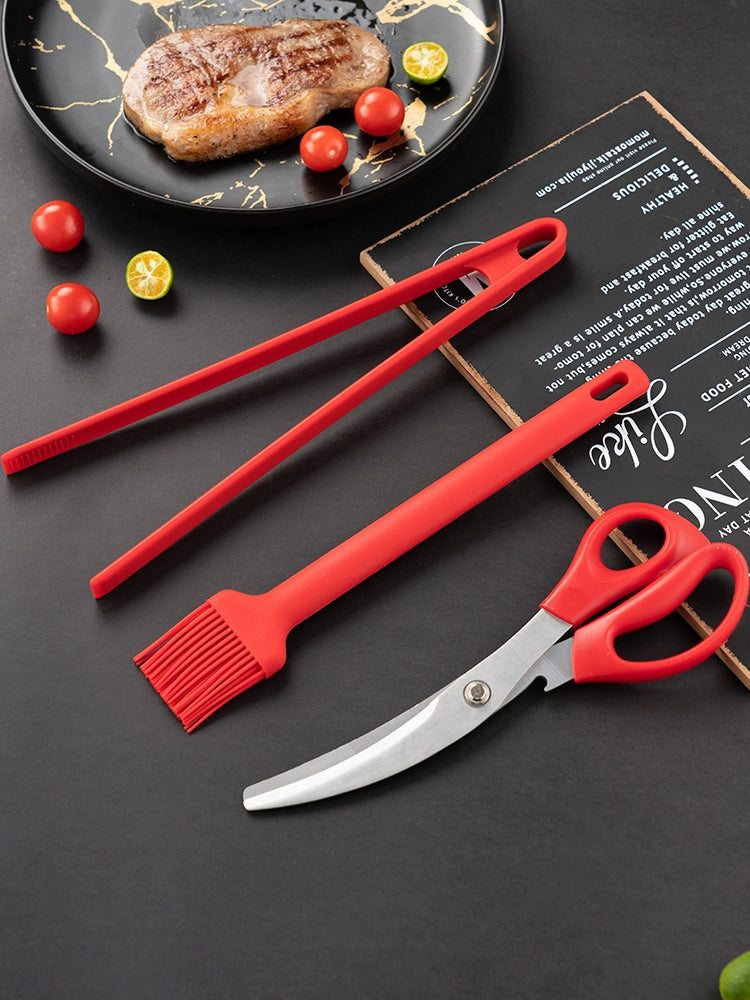 Onlycook Household Barbecue Products Tools Suit Outdoor Camping Barbecue Scissors Silica Gel Clip Barbecue Clip