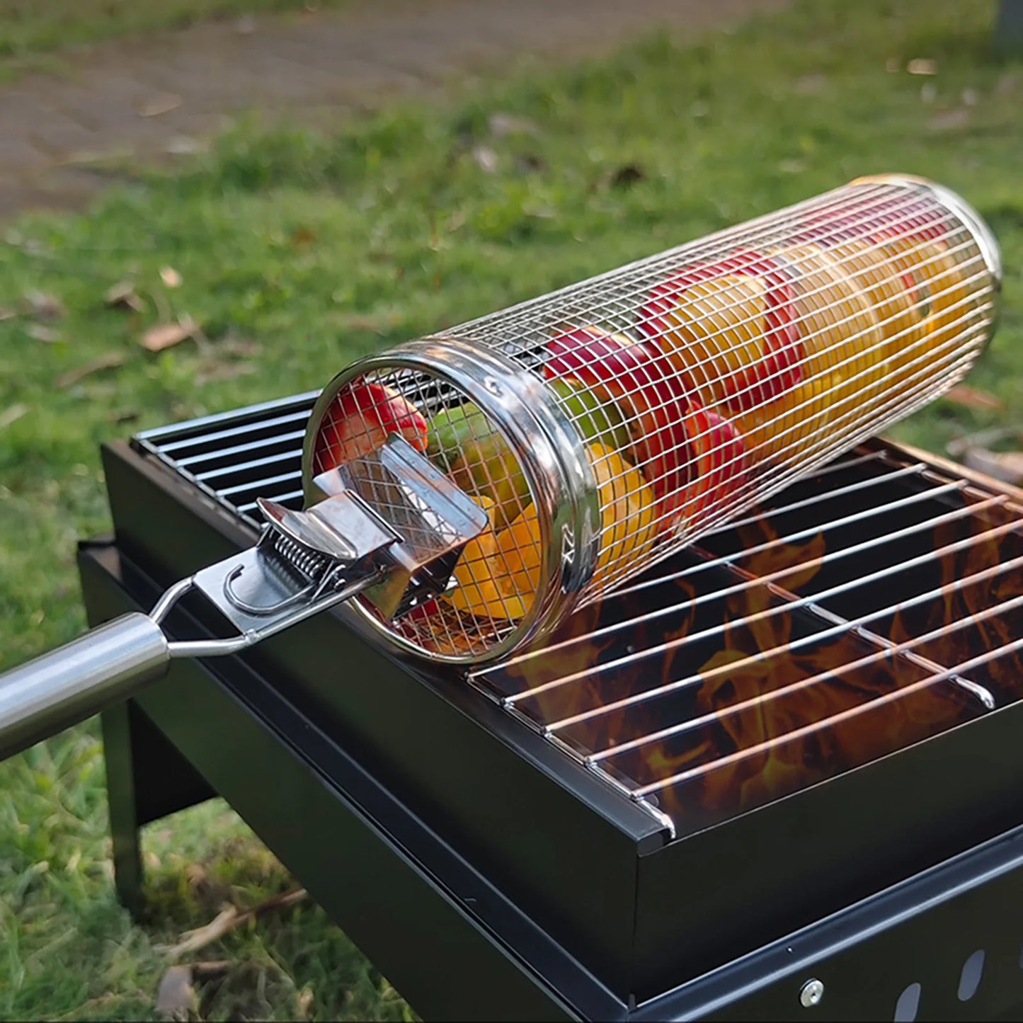 Take Your Grilling to the Next Level with Our Premium Quality and Long Lasting Stainless Steel Rolling Grilling Basket