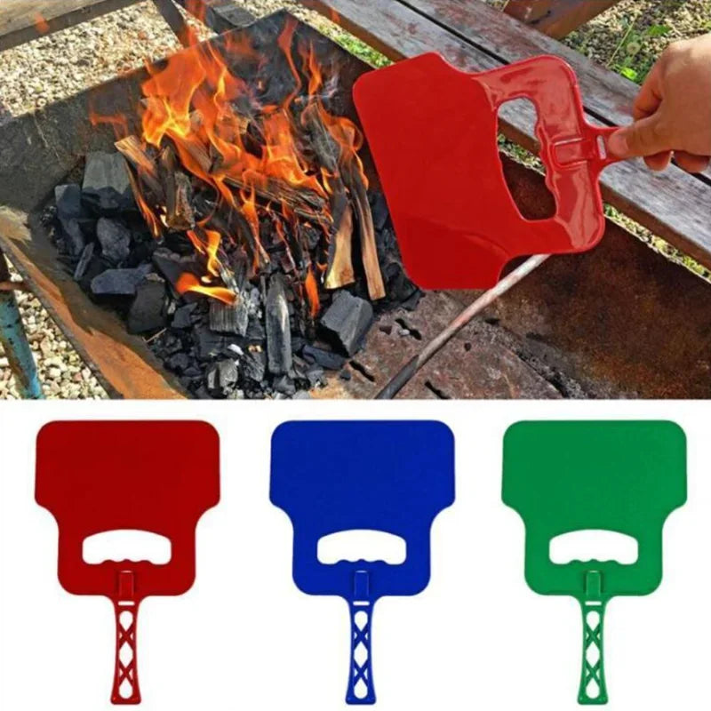 Plastic Heat Resistant Manual Barbecue Hand Fan, Handheld Grill Fan, Hand Crank Blower for Outdoor Camping BBQ Grill Tool