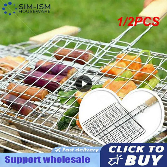 1/2PCS Non-Stick Grilling Basket Grill Mesh Mat Meat Vegetable Steak Picnic Party Barbecue Tool Heat Resistant Grill Sheet Liner