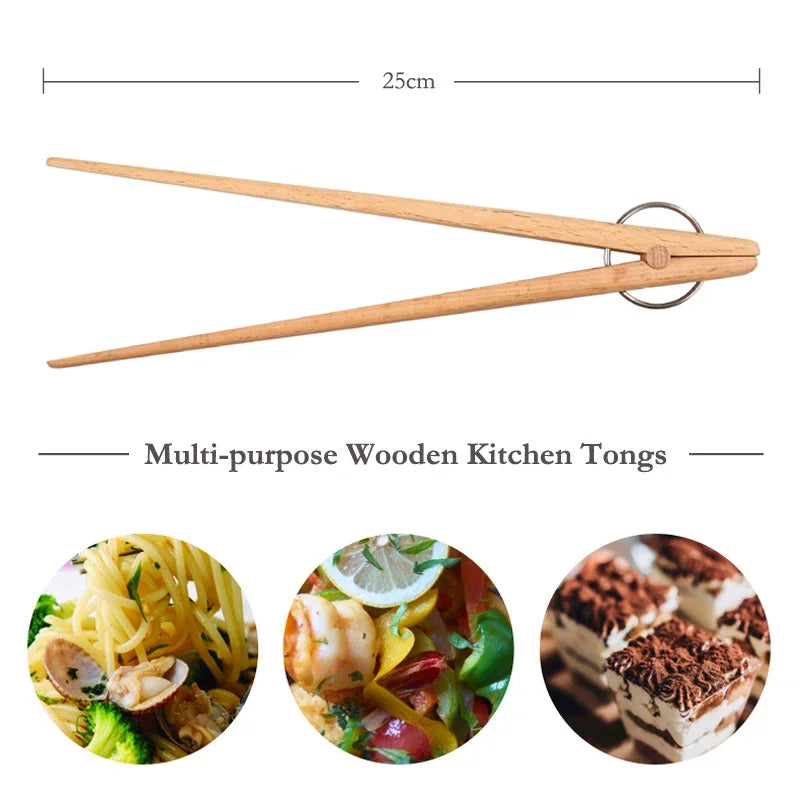 Wooden Tongs Kitchen Tongs Clip Meat Salad Food Tongs Bread Clamp BBQ Kitchen Tweezers Cooking Tongs Wooden Kitchen Utensils