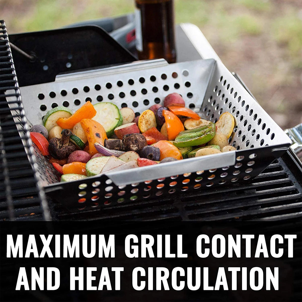 BBQ Grilling Basket Barbecue Stainless Steel Plate Cooking Veggies Seafood Meats Gadgets Tray Tools Home Kitchen Supplies