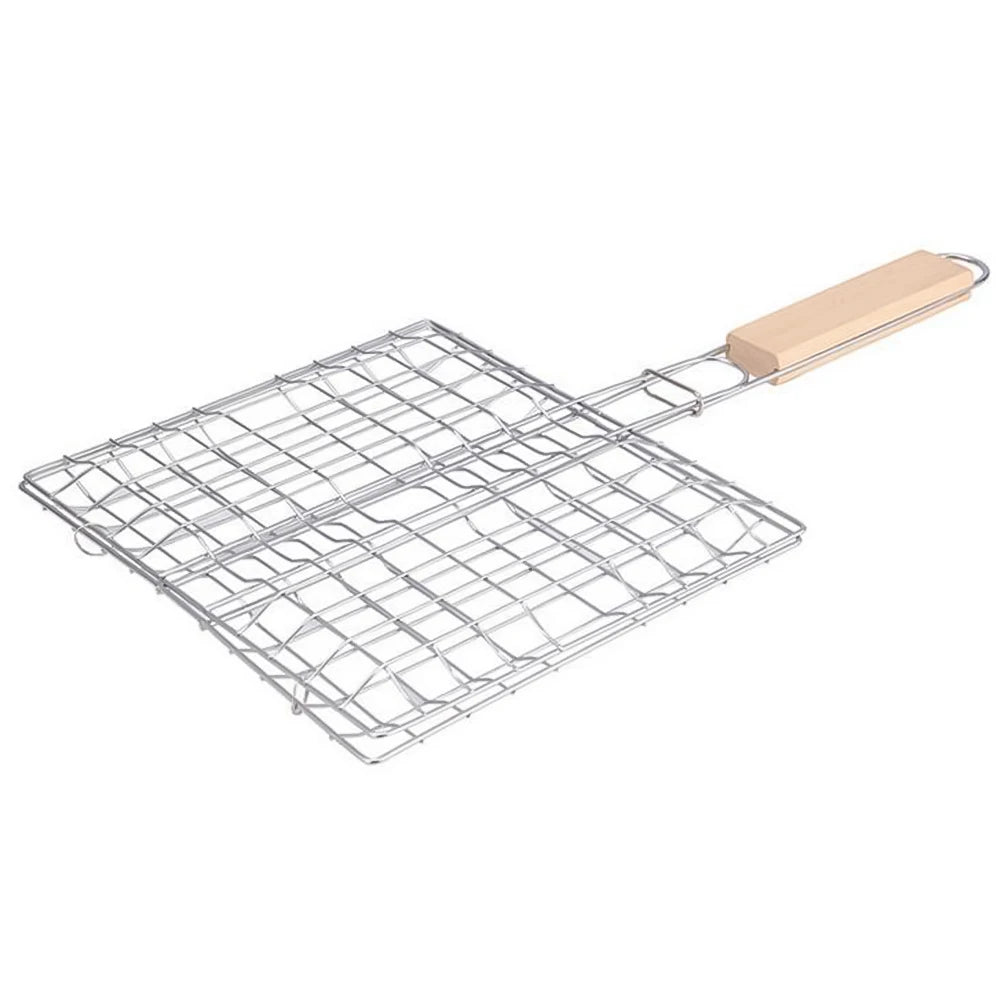 Barbecue Grilling Basket Grill BBQ Net Steak Meat Fish Mesh Holder Home Tools Outdoor BBQ Barbecue Cooking Grill Sliver