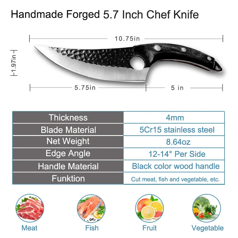 Kitchen Deboning Knife Stainless Steel Chef's Knife Kill Fish Knife Meat Cleaver Outdoor Cooking Meat Cleaver