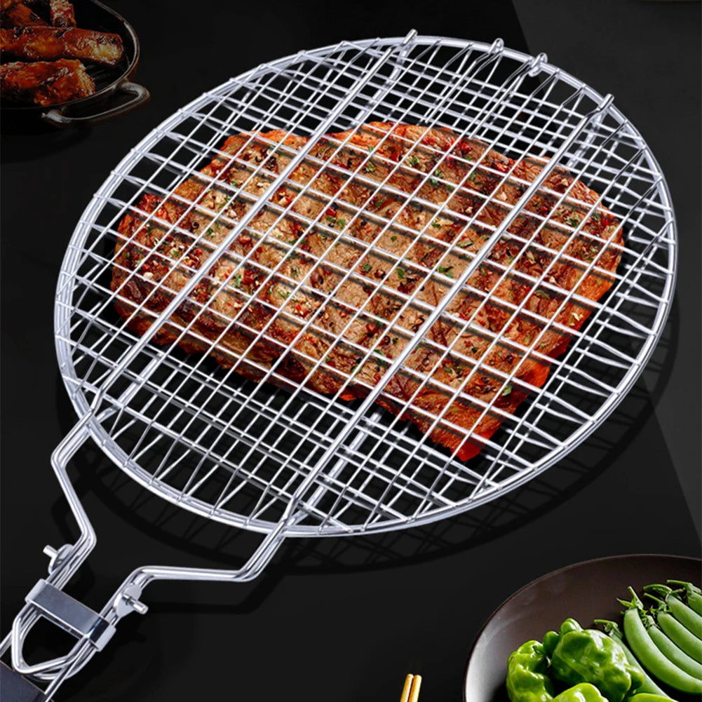 New Product Outdoor 304 Stainless Steel Folding Grill Net Clip Square Grill Net Detachable Grill Grill Bold Grill basket