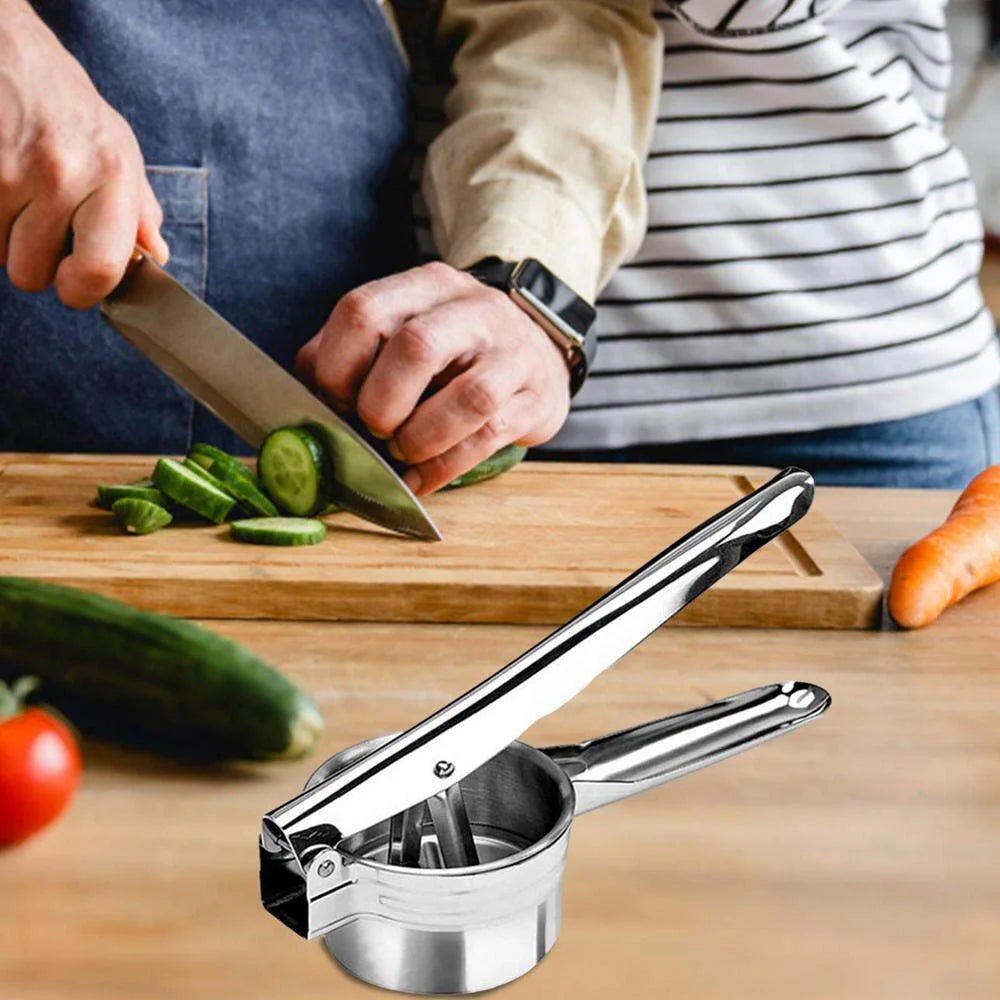 1Set Potato Mashers Kitchen Cooking Tools Stainless Steel Pressure Mud Puree Vegetable Fruit Press Maker Garlic Presser