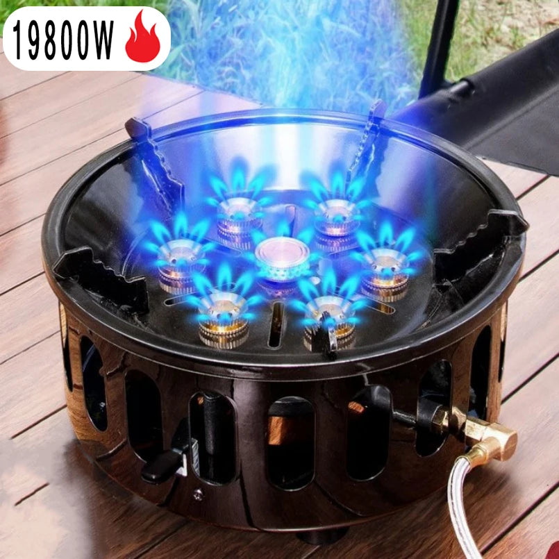 19800W Strong Fire Power Camping Stove Portable Tourist Gas Burner Windproof Outdoor Stoves Hiking Barbecue BBQ Cooking Cookware