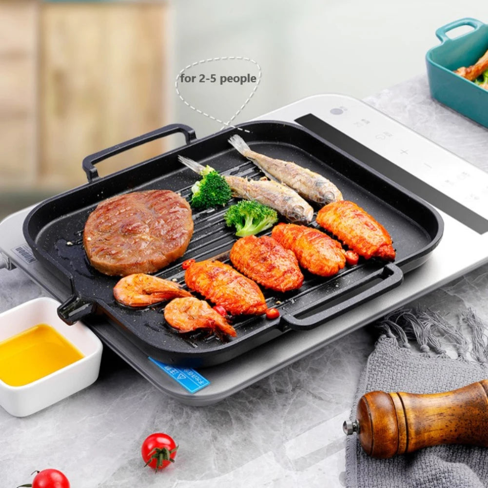 Smokeless Barbecue Grill Pan Non-stick Gas Stove Plate Shabu-grilled Pan BBQ Grill Barbecue Tools Multifunctional Korean Oil