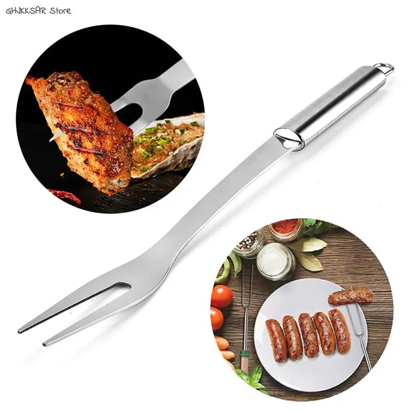 New Fork Meat Steel Stainless Forks Bbq Serving Grill Roasting Grilling Barbecue Carving Cooking Fruit Clamp Sticks Steak Picnic
