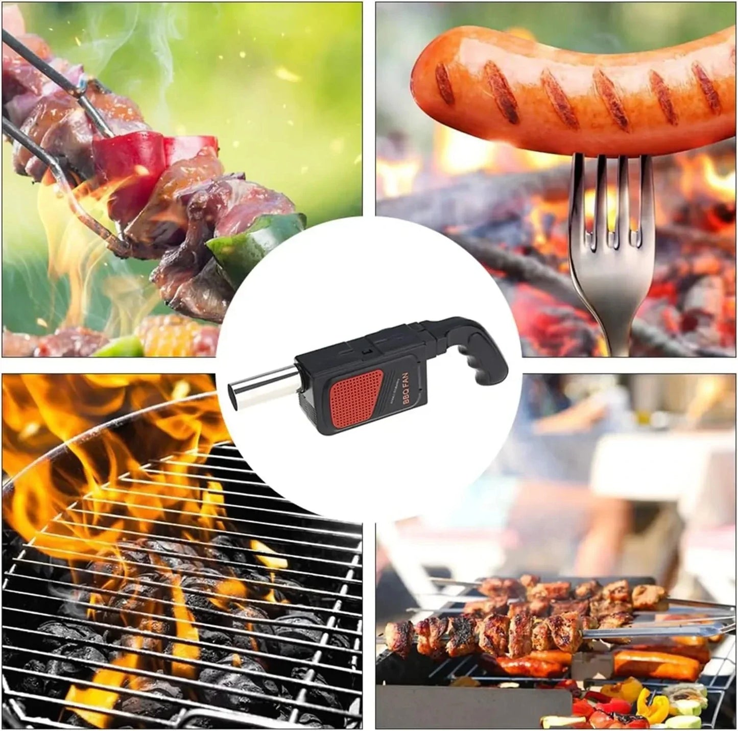 Outdoor Camping BBQ Air Blower Portable Handheld Electric Fan Picnic Cooking Lighter Tool Handheld Barbecue Charcoal Grill Fan
