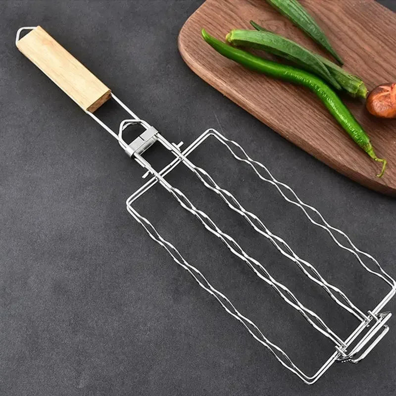 Kitchen Barbecue Basket Accessories Home Grilling Mesh Sausage Picnic Rack Net Metal BBQ Camping