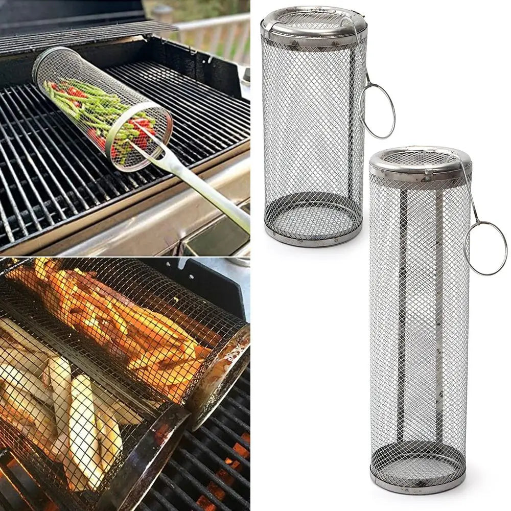 Outdoor Grill Holder BBQ Rescher Travel Stainless Steel Barbecue Tool Greatest Grilling Basket BBQ Grill Rack