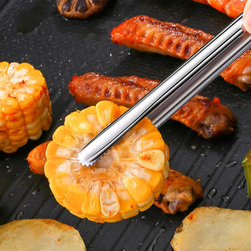 Stainless Steel Grill Tongs Food Clip BBQ Steak Clip Bread Tong Cooking Utensils Party Non-Slip Kitchen Gadgets Accessories