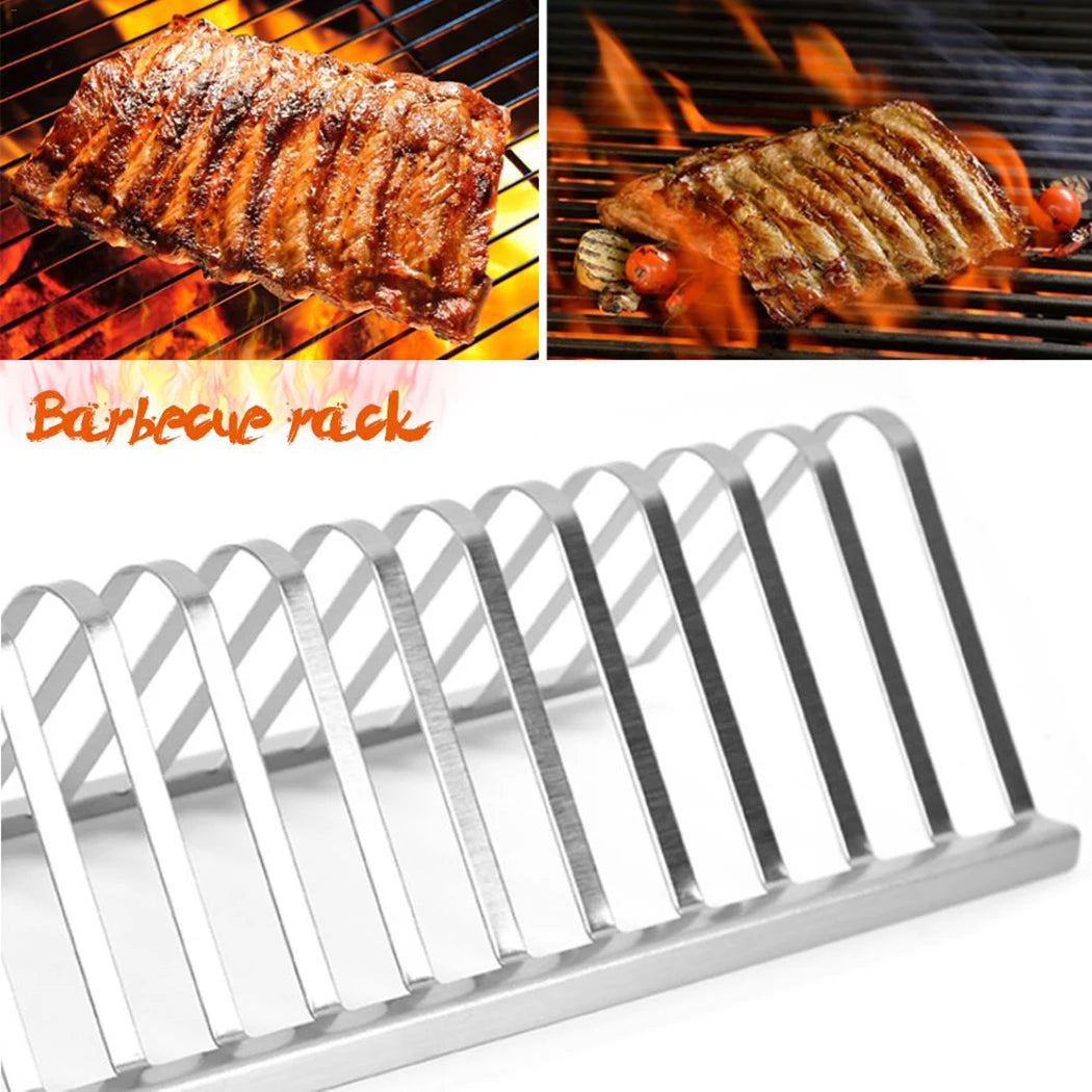 Stainless Steel Barbecue Meat Rib Rack Roasting Stand Outdoor BBQ Accessories For Picnic Camping Barbecue Roasting Stand New