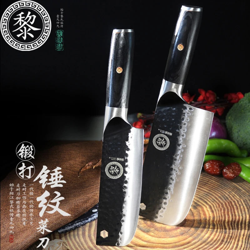 50Cr15mov Japanese Steel Chef Knives 3mm Blade Stainless Steel Nakiri Slicing Knife Sets Forged Kirtchen Cooking Knives cleaver