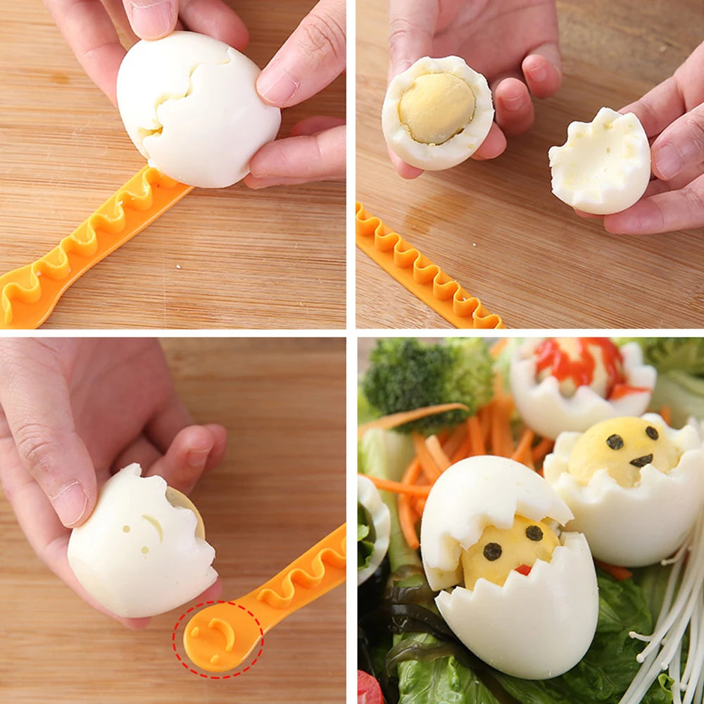 2 Pcs Random Color Fancy Cooked Eggs Cutter Household Boiled Eggs Creative Tools Bento Cut Flower Shaper