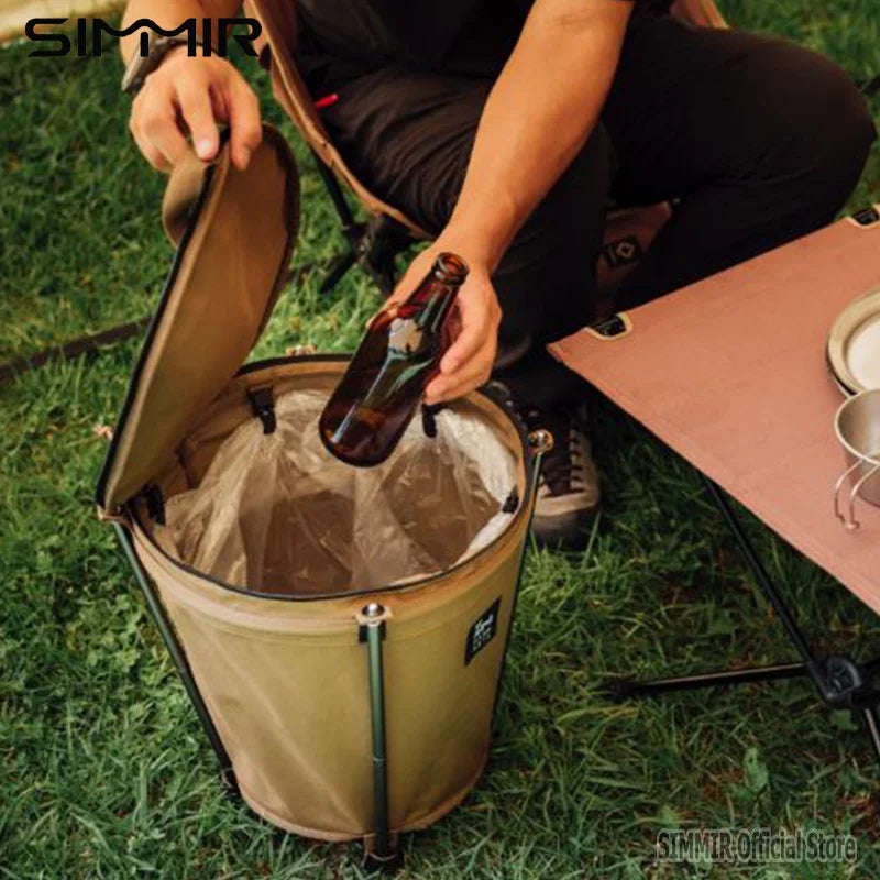 Self-Drive Camping Barbecue Cleaning BBQ Portable Cylinder, Camping Trash Can, Collapsible Storage Compressible Drum, Canvas Can